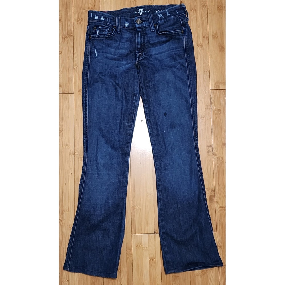 7 For All Mankind A-Pocket Bootcut Jeans Womens 27 Blue Low Rise Stretch Denim